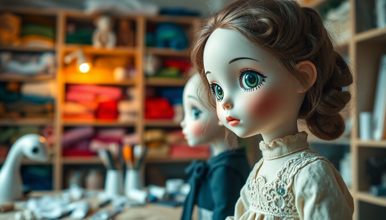 Gestellte Gutdolls in einem kunstvollen Studio, die Detailverliebtheit zeigt.