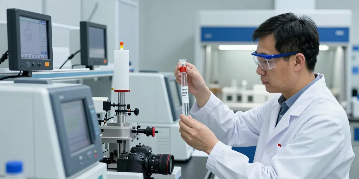 Kohlenmonoxid kaufen in einem modernen Labor mit Chemiker, der Gasproben analysiert.