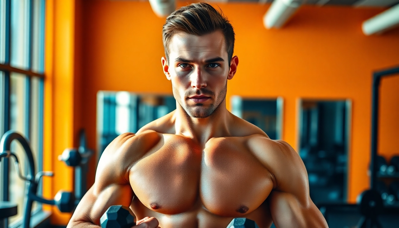 Visualisierung von testo vorher nachher mit Fitness Transformation und männlichen Modell