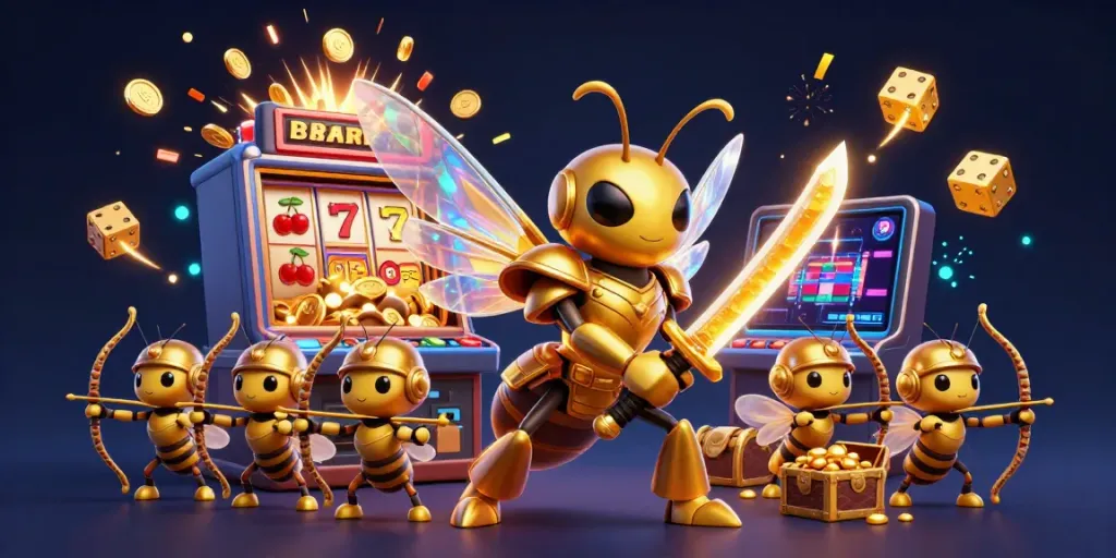 Spin the link gacor slot machine for jackpot excitement in this vibrant casino scene.