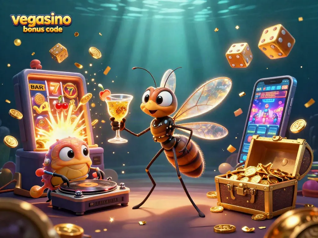 Engage with the vegasino bonus code for a vibrant casino experience, showcasing dynamic characters and rich gaming elements.