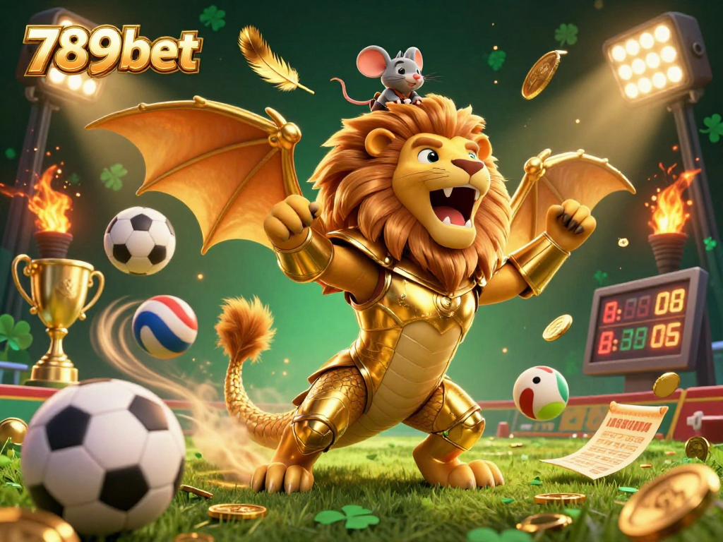 Experience thrilling wins at 789bet with an exhilarating 3D casino scene showcasing vibrant sports and golden elements.