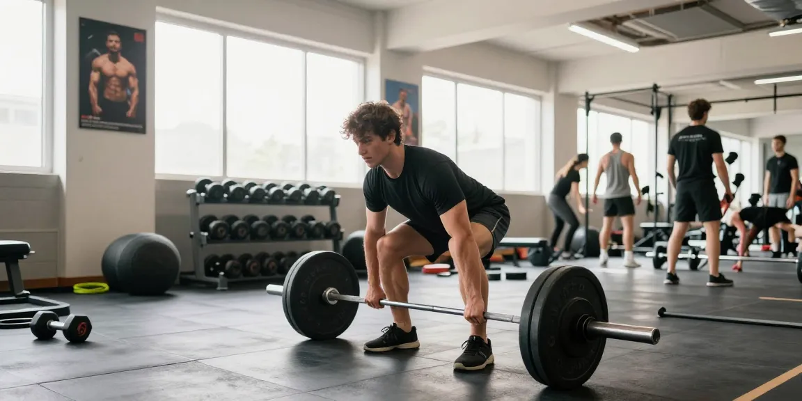 Anabolika Shop - Athlet beim intensiven Training im modernen Fitnessstudio.