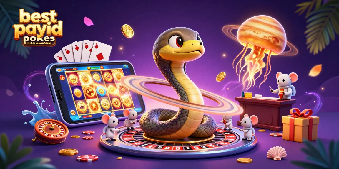 Engage in thrilling gaming with the best payid pokes online in Australia illustrated in a vibrant 3D scene.