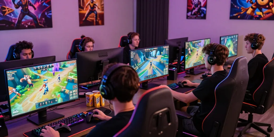Engaging gaming group at https://b52club.radio.fm/ showcasing B52 CLUB vibrant gameplay on screens with accessories.