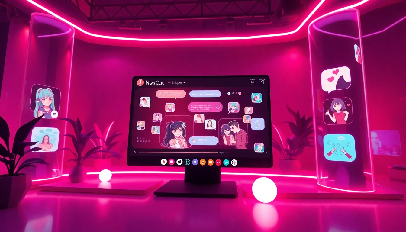 Engaging NSFW chat interface featuring animated characters and interactive design elements