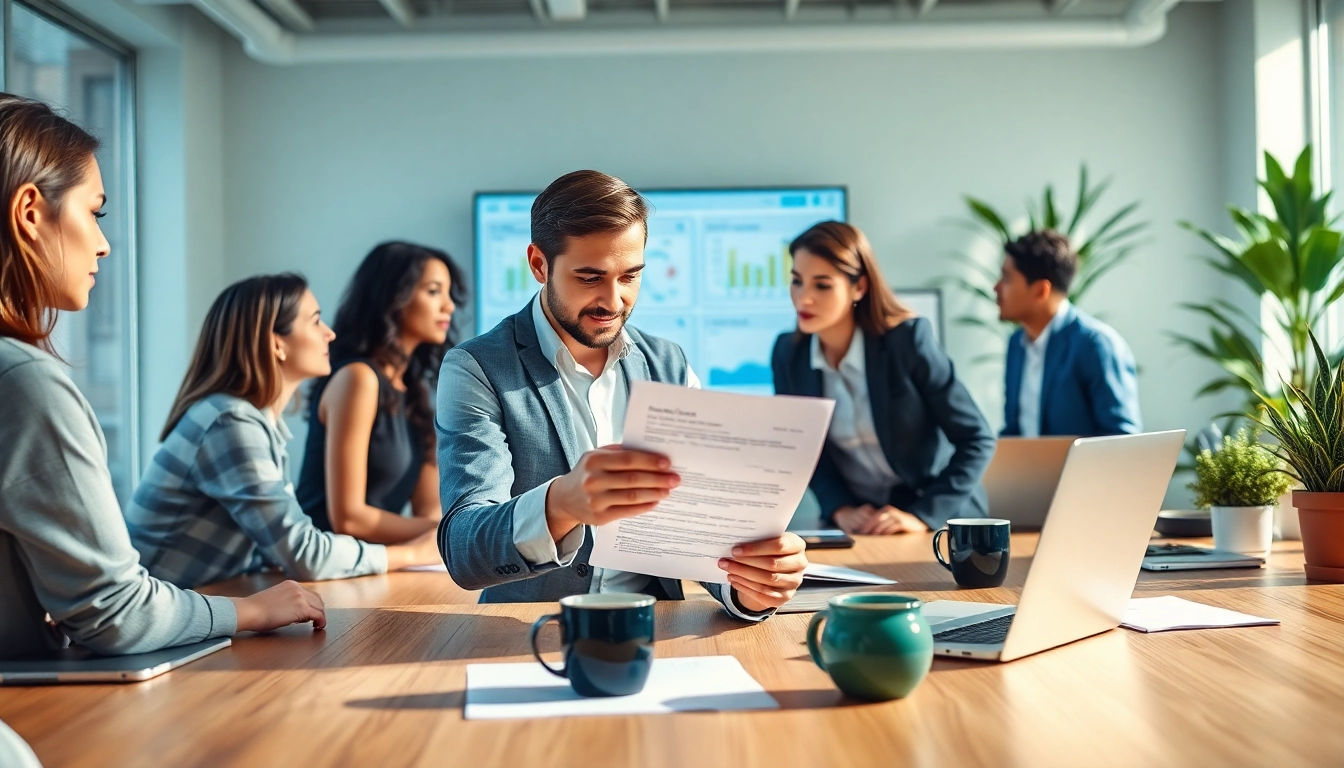 Headhunter Ingenieure analysiert Lebenslauf in modernem Büro mit Kollegen.