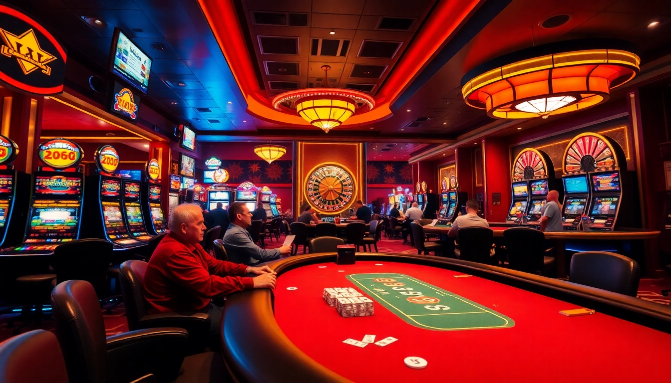 Players enjoying a game at NV Casino, highlighting vibrant atmosphere and exciting slot machines.