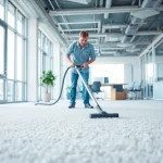Efficient unterhaltsreinigung berlin in action, showcasing office cleaning by dedicated professionals.
